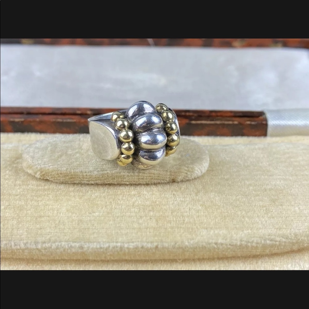 Vintage Steven Lagos CAVIAR  Vintage 18K Yellow Gold Sterling Silver Ring🔥